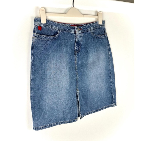 Vintage Y2K ‘Bongo Jeans Wear’ Denim Mini Pencil Skirt - Faded Wash - Small - Picture 2 of 10